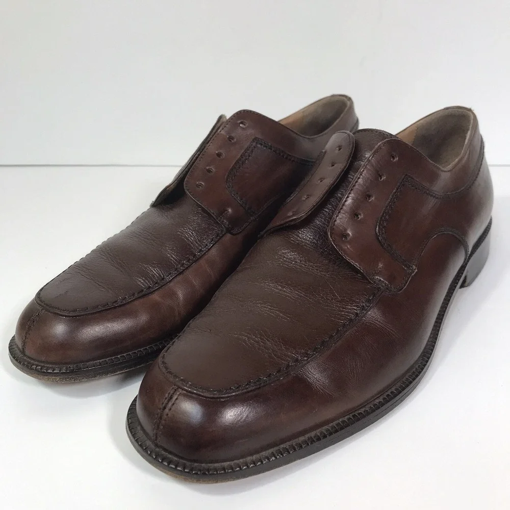 Bostonian Florentine Dress Shoes Men 8.5 M Brown Leather Apron Toe Made in Italy